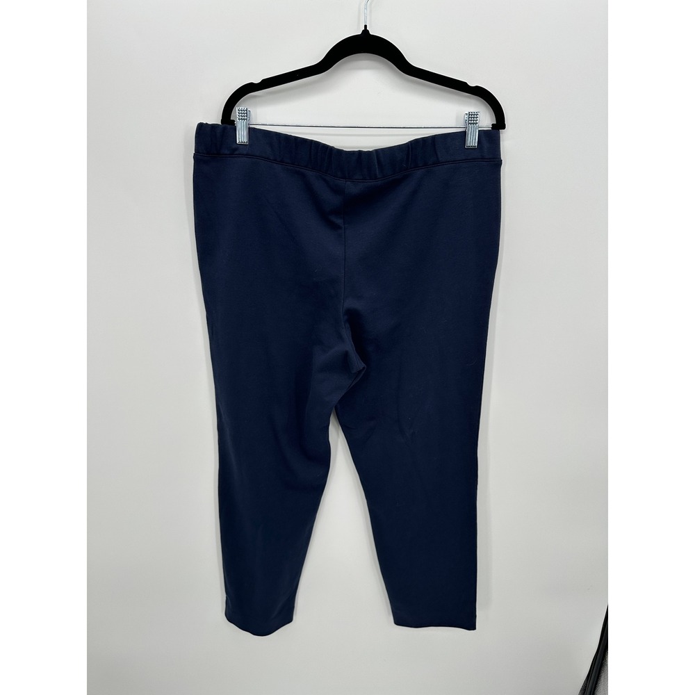 J.Crew Womens Navy Blue Pintuck Pull On Straight Leg Pants XL - Picture 2 of 5